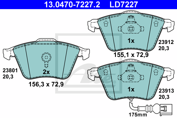 Plaquettes de frein avant ATE 13.0470-7227.2 (X1)