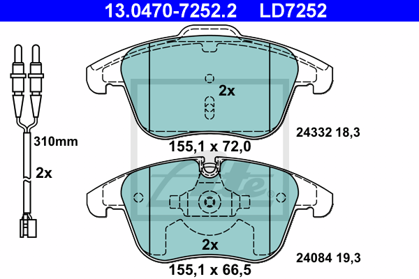 Plaquettes de frein avant ATE 13.0470-7252.2 (X1)