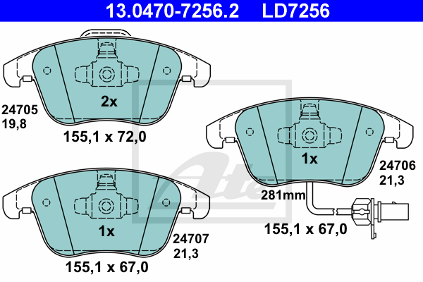 Plaquettes de frein avant ATE 13.0470-7256.2 (X1)