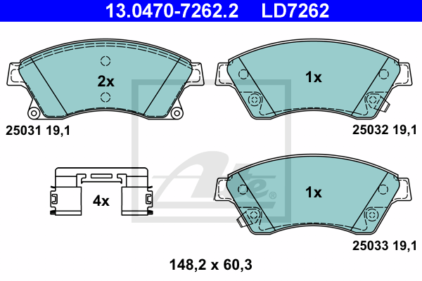 Plaquettes de frein avant ATE 13.0470-7262.2 (X1)
