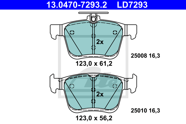 Plaquettes de frein arriere ATE 13.0470-7293.2 (X1)