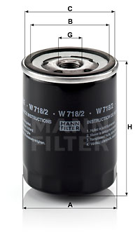 Filtre a  huile MANN-FILTER W 718/2 (X1)