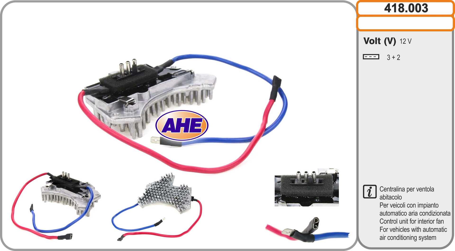 commande, ventilateur electrique (refroidissement) AHE 418.003 (X1)