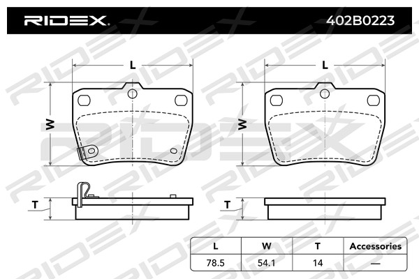 Plaquettes de frein arriere RIDEX 402B0223 (X1)