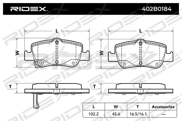 Plaquettes de frein arriere RIDEX 402B0184 (X1)